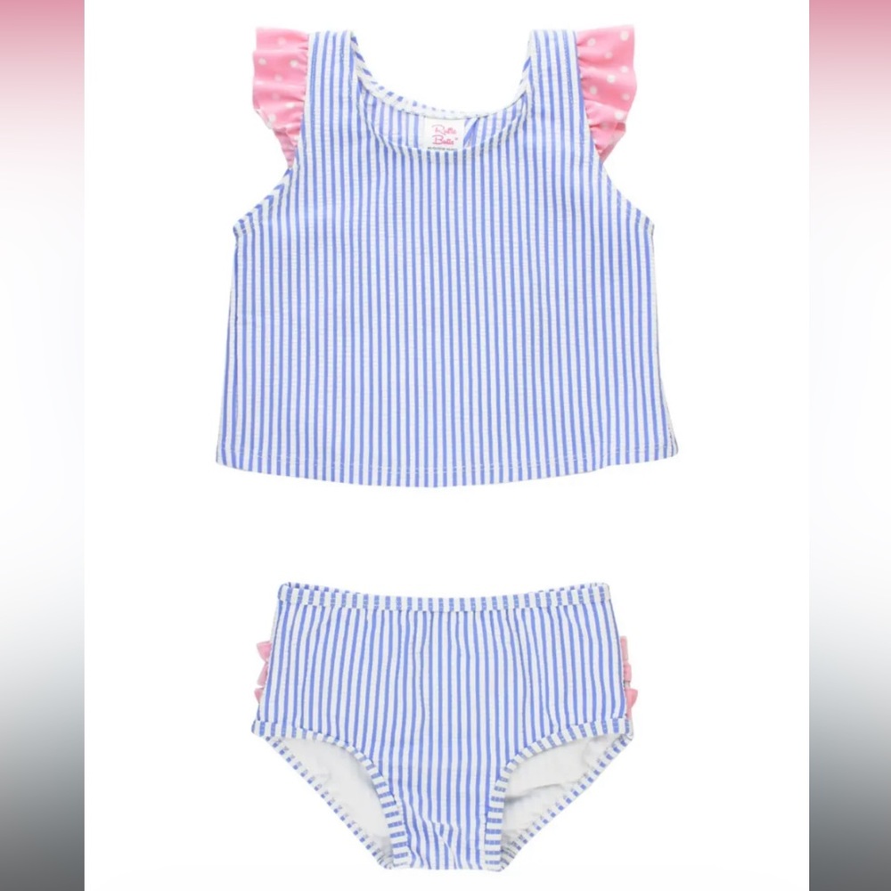 Ruffle Butts Tankini Periwinkle Seersucker 3-6 mo.